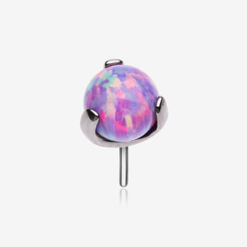 Implant Grade Titanium OneFit Threadless Fire Opal Ball Prong Set Top Part-Purple Opal